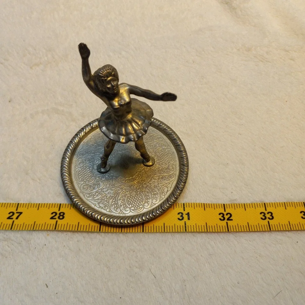 Vintage Silver Plated Ballerina Ring Tray Jewelry Holder Trinket Display Dish